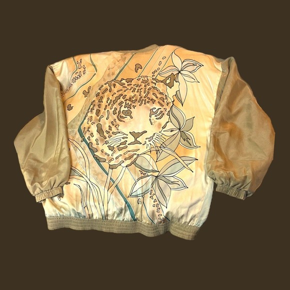 Muriel Women's Silk Track Suit Jacket Size XL Lined Cheetah Print Grandma Core - Picture 8 of 9